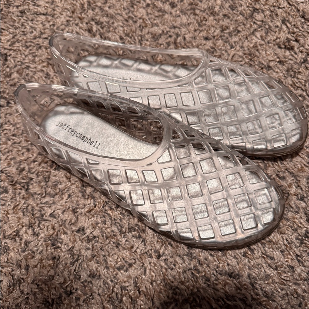 Jeffrey Campbell Clear Lattice Jelly Ballet Flats - Transparent